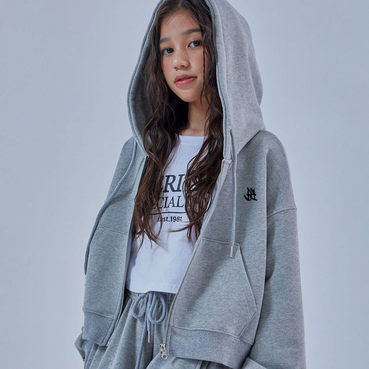 베리드 주니어 크롭 후드 집업