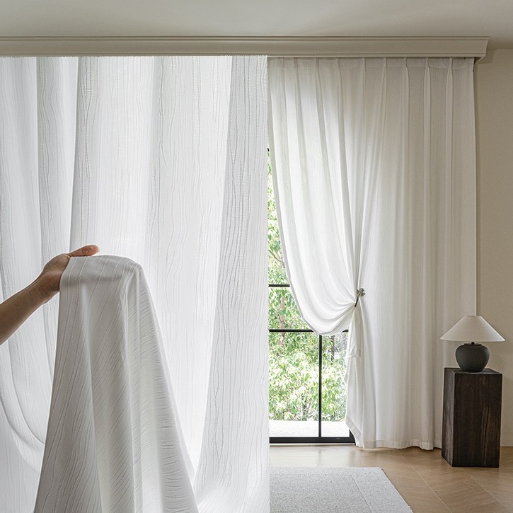 스트라이프 단열 비침없는 두꺼운 쉬폰 차광 커튼