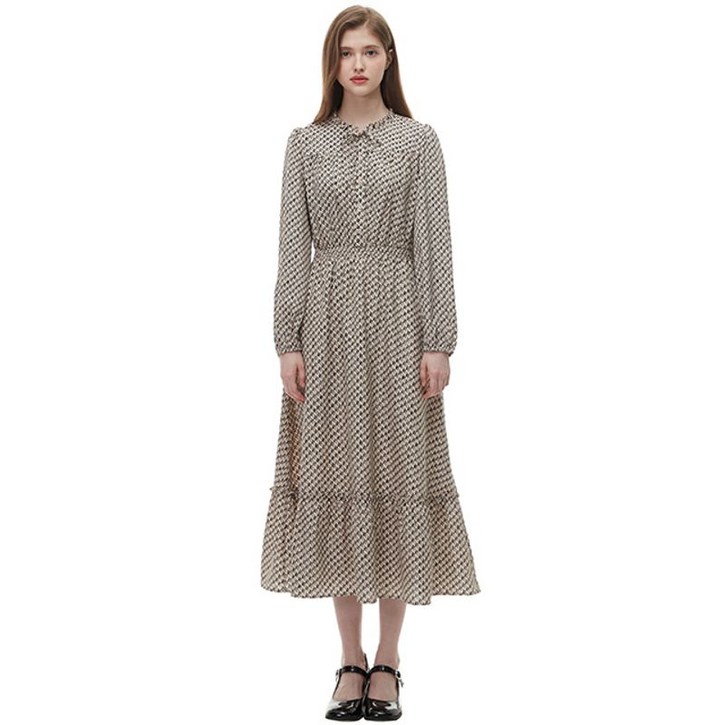 플라스틱아일랜드 네크프릴 프린트 원피스 PQ1WO203