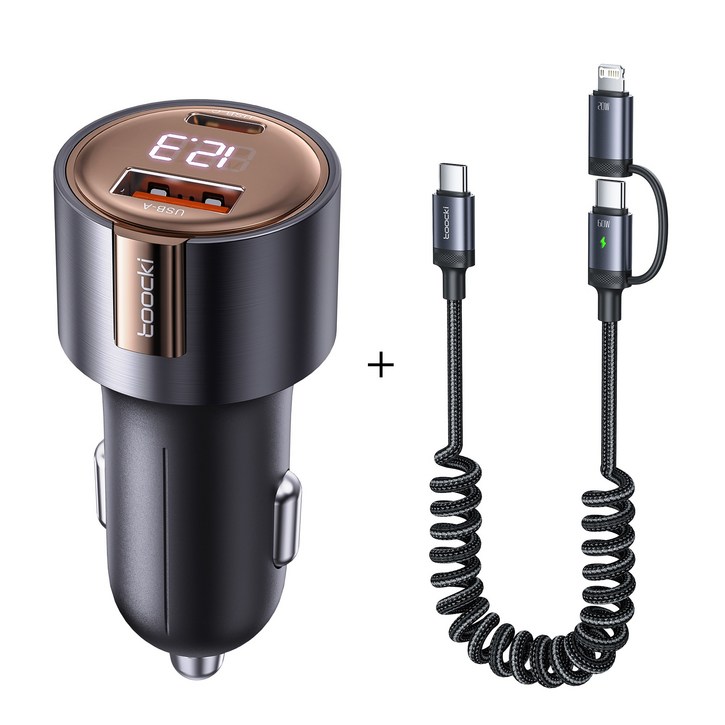 Toocki 75W  PD3.0 PPS  A+C 2포트 전압 디스플레이 초고속 차량용 충전기