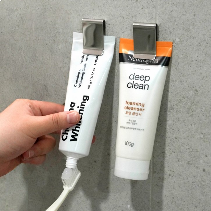 오늘새로 무타공 스텐 치약걸이 4개세트, 실버, 1세트