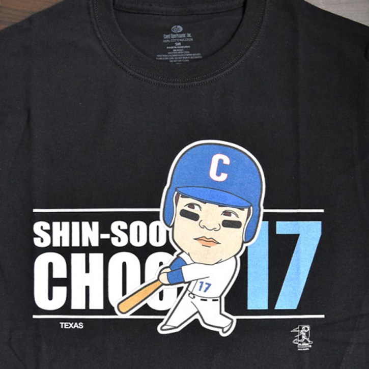 텍사스 레인저스 추신수 MLB 반팔 티셔츠 캐릭터 블랙