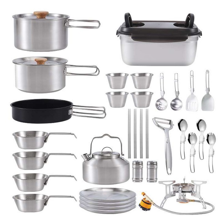 304 스텐 캠핑 냄비 후라이팬 코펠 키친툴 조리도구, 33종, 1개