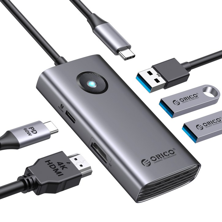 오리코 C타입 5IN1 멀티포트 허브 PD60W 충전 HDMI 4K PW115P 오리코 C타입 5IN1 멀티포트 허브 PD60W 충전 HDMI 4K PW115P