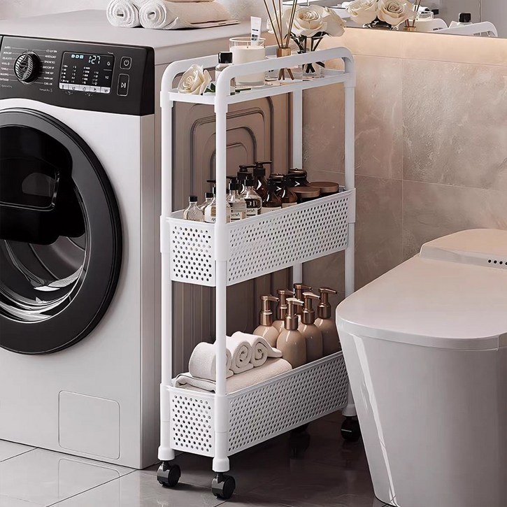 하루꿈 슬림형 이동식 틈새수납장 다용도 플라스틱 서랍장 트롤리 선반