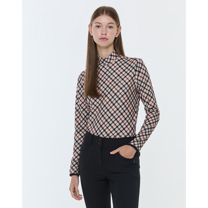 23FW 스테디셀러베이지 체크 긴팔티셔츠 WNTS3D903I2