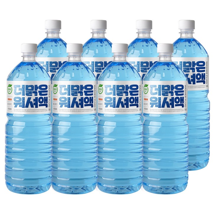 프리미엄 더맑은 에탄올 워셔액 친환경 식물성 사계절, 8개, 1.8L