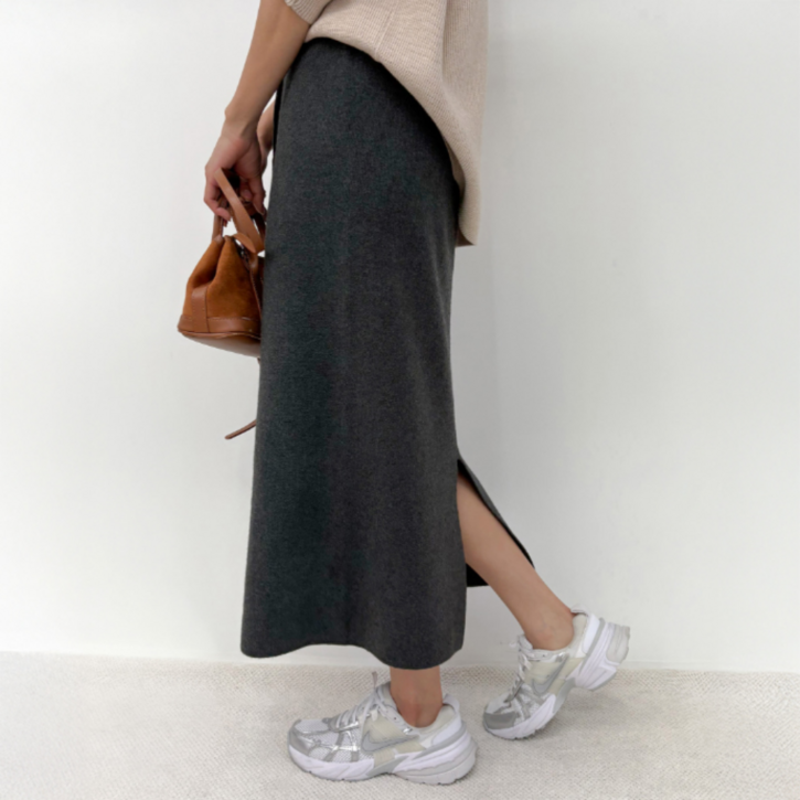 러브앤핏 여성 골반생성 하체커버 허리끈 니트 롱 스커트 4color