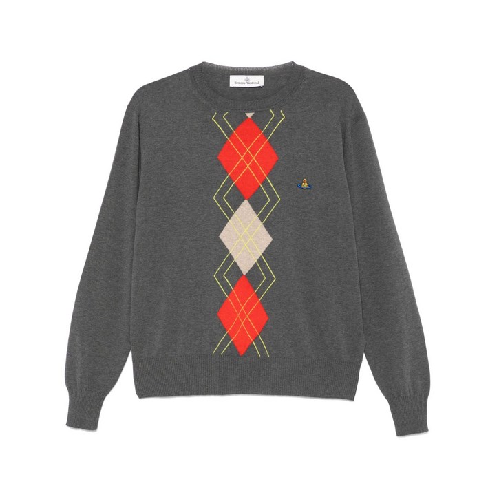 비비안웨스트우드 아가일 패턴 라운드 넥 스웨터