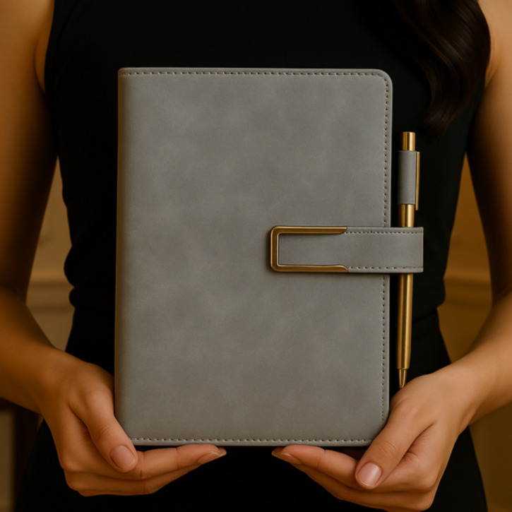 풀팩토리 A5 심플 버클 가죽 다이어리, 1개, 그레이