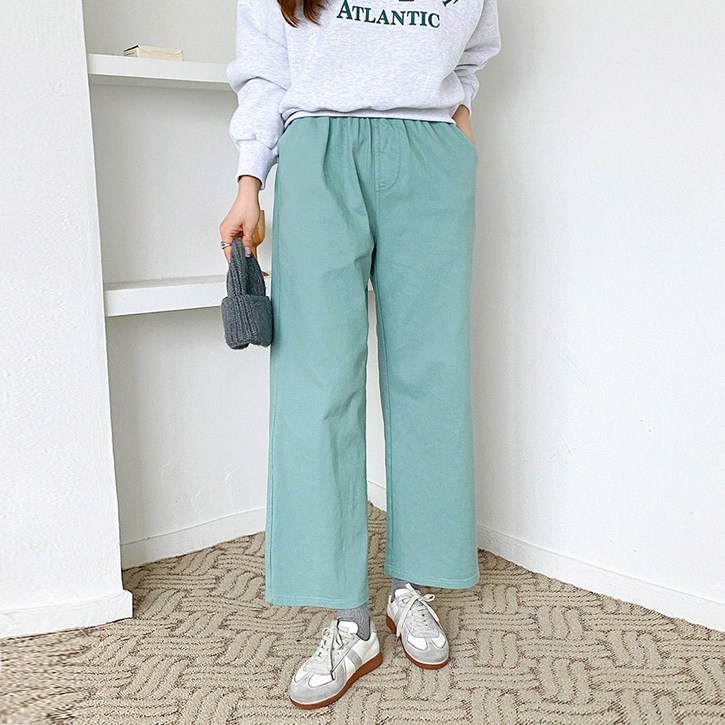 볼디 워싱 코튼팬츠 5color  데일리룩 파스텔톤 와이드일자핏
