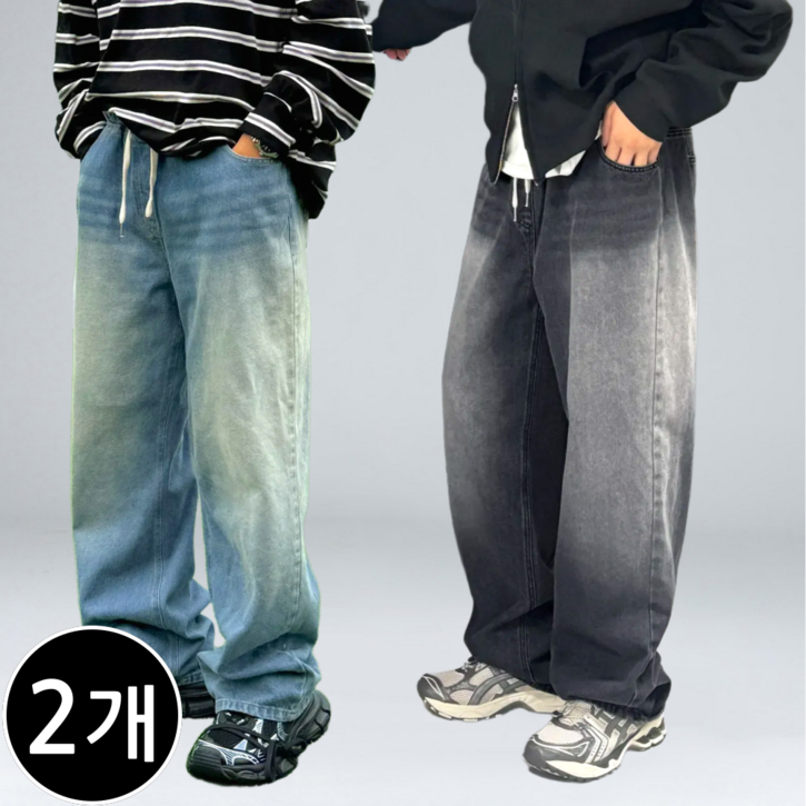 11 남자 밴딩 청바지 빅사이즈 세미 와이드 데님 팬츠 66552