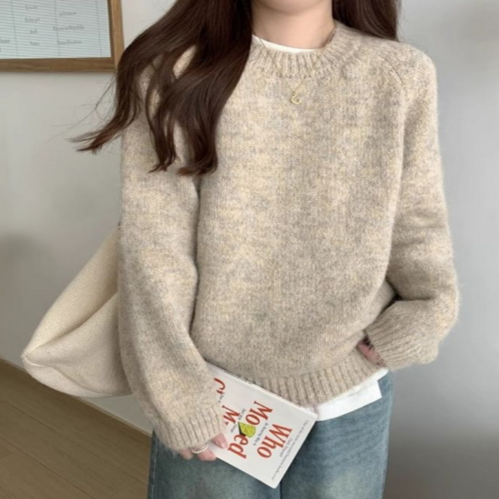 도도미아 라운드 여성 니트 스웨터 긴팔 니트티 도도미아 라운드 여성 니트 스웨터 긴팔 니트티