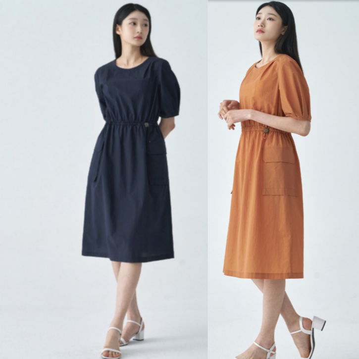지센창원 여성 원피스 스트링 포켓 라운드 2색 LCOPO821