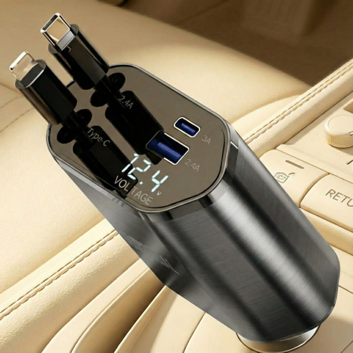 하이퀄 4포트 동시충전 릴타입 차량용 시거잭 고속 충전기