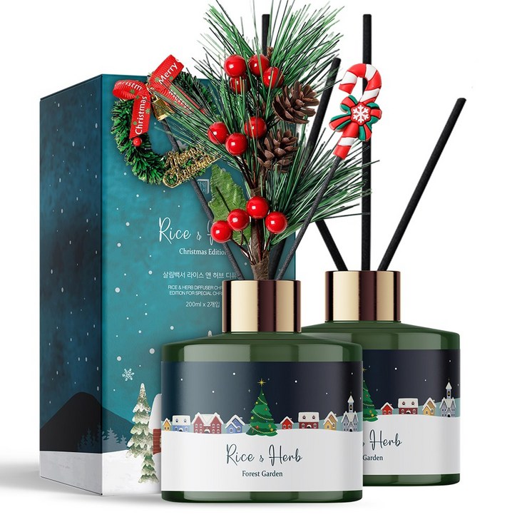 살림백서 대용량 디퓨저 크리스마스 에디션 200ml 11 기획 세트, 2개, 200ml, 포레스트가든