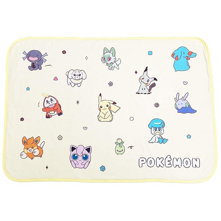 MORIPiLO 포켓몬 무릎 담요 피카츄 팔데아 부드러운 쉬프 보아 귀여운 따뜻한 상품 담요 여름 겨울 냉방 대책 70x100cm 옐로우 pokemon 포켓몬스터 캐릭터 베개의