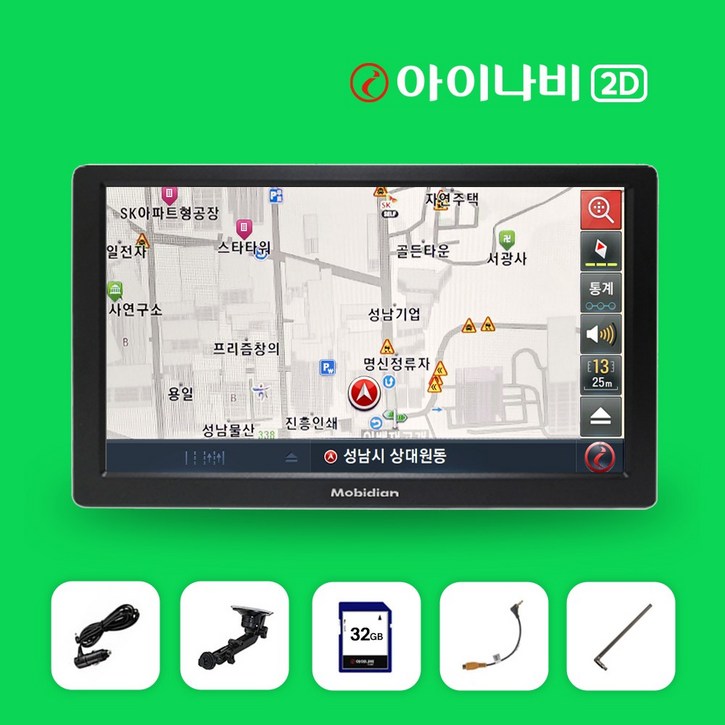모비디안 i800 아이나비 2D 8인치 내비게이션 삼성 정품 SD카드 32G거치대안테나, I800, 32GB