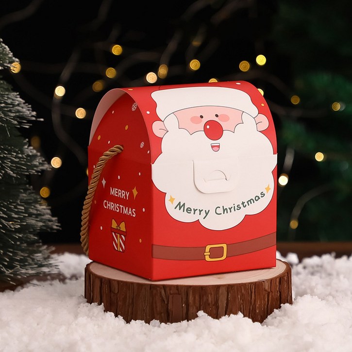 드림팩토리 크리스마스 구디백 선물상자 10개스티커1롤, 1세트, 레드