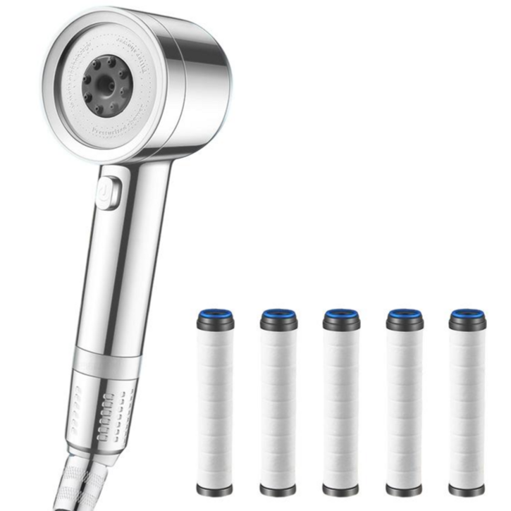 데일앤드 4단 온오프 수압상승 조절 필터샤워기 헤드  교체 필터 5p 세트, 실버, 1개
