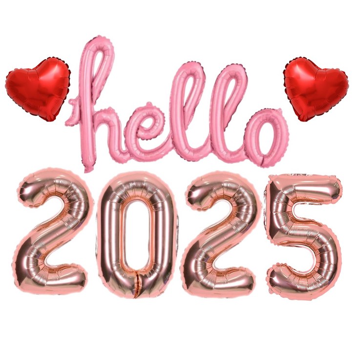 헬로 Hello 2025 새해 풍선세트 신년 파티 용품, 1개 헬로 Hello 2025 새해 풍선세트 신년 파티 용품, 1개