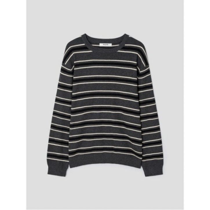 에잇세컨즈 멀티 스트라이프 라운드 니트 애쉬 425951LY64