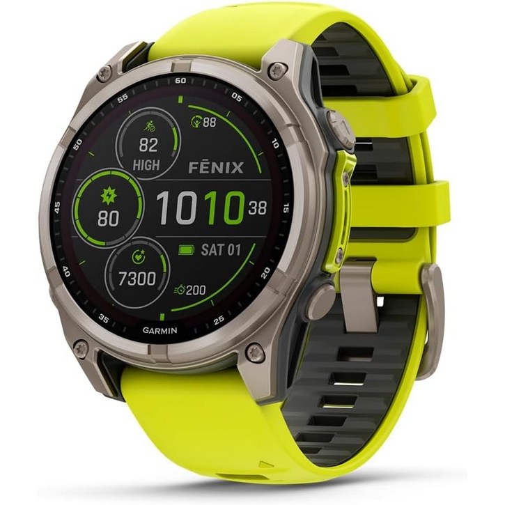 가민 피닉스8 51mm 티타늄 스마트워치 AMOLED GPS 내장 장시간 배터리 스파크 오렌지, 티타늄 47mm 옐로우그래파이트
