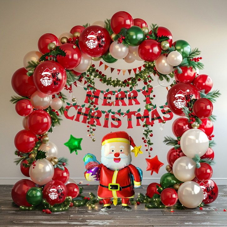 크리스마스 레드 화이트 풍선 아치세트 대형 포토존 연말 파티 꾸미기 풀구성, 1개, 세트2