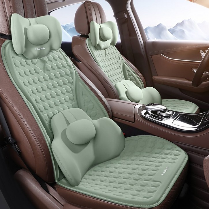 무니유유 여름 3D 에어 쿨링 젤 아이스 시트커버 통풍 자동차 쿠션 방석세트, 1세트, 민트그린 앞좌석