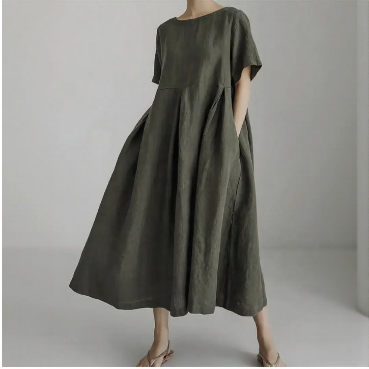 힙노트 빅사이즈 여름 반팔 린넨 롱원피스