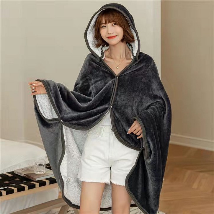 에쥬아 똑딱이 후드 담요 낮잠 블랭킷 쇼파담요 망토