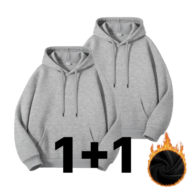 AnnLine 무지 오버핏 기모 후드티 1+1