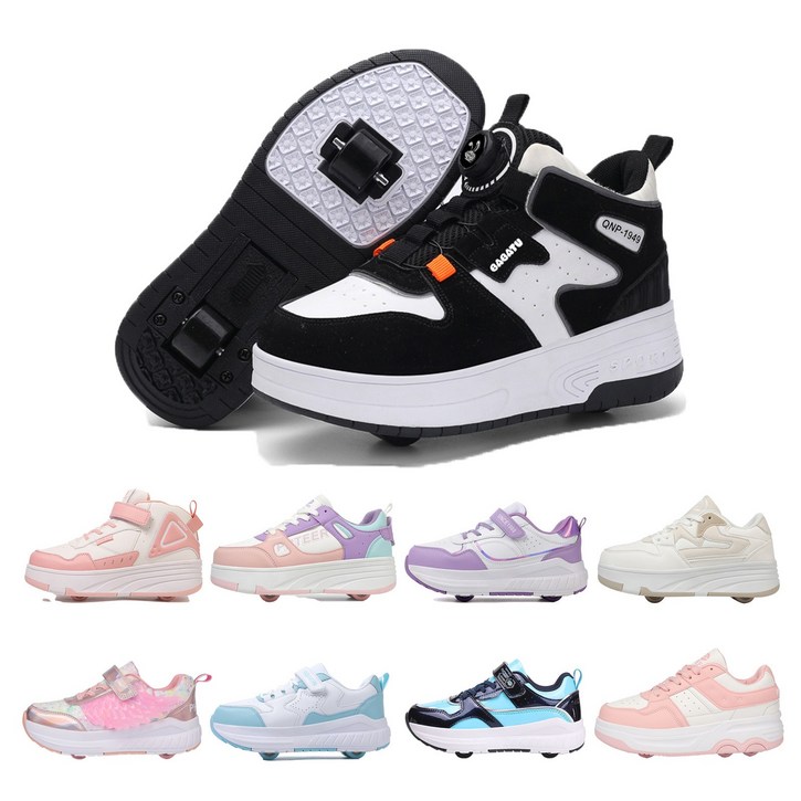 PHTEER 롤러슈즈 하이탑 바퀴달린운동화 롤러스케이트 2륜 T01, 1개, 블랙