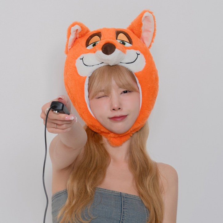 말랑마쥬 인생네컷 동물 캐릭터 모자 할로윈 파티 소품, 1개, 여우