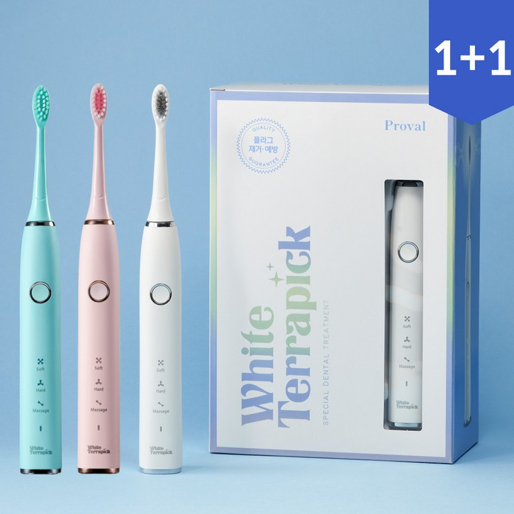 치과약국판매 프로벨 음파전동칫솔 저자극 1년무상AS 칫솔모2개포함, 화이트테라픽 음파칫솔, 민트, 2개
