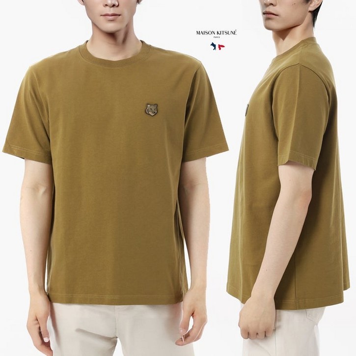 메종키츠네 FOX HEAD 패치 컴포트 크루넥 반팔티 P358