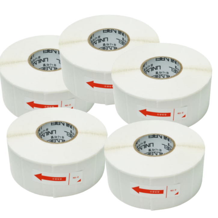 유니라벨 감열라벨 가로 5cm 세로 3cm 1500매 5롤 감열라벨지 스티커 50mm x 30mm
