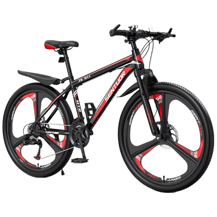 우브로 완조립 MTB 자전거 95 조립 21단 출퇴근 가성비 학생 청소년 성인 여성 24인치 26인치 27.5인치, 1개, 175cm, 27.5인치 삼발이휠블랙레드