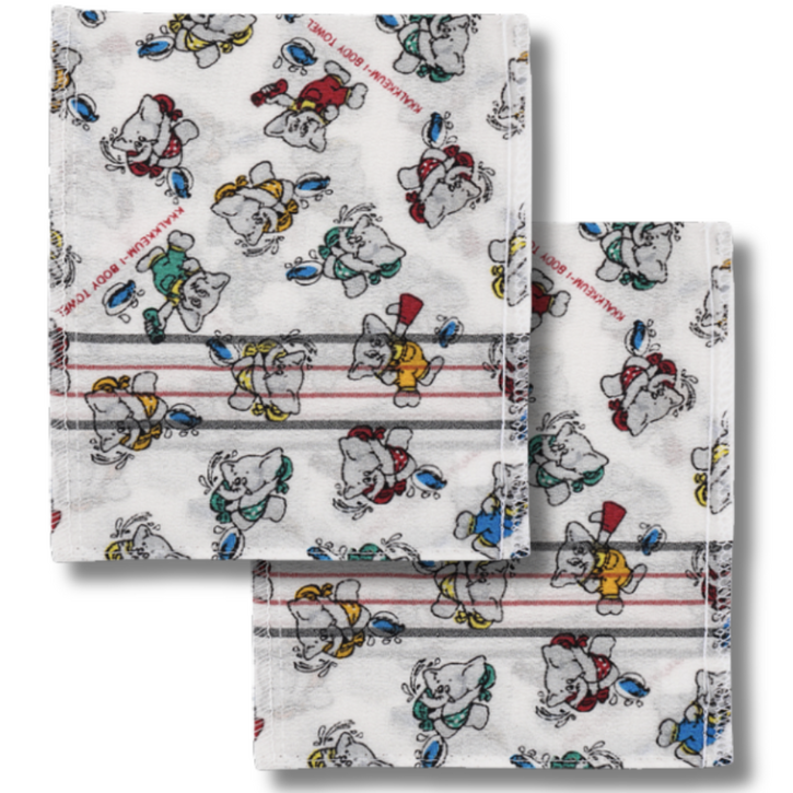 코끼리 때수건 소형2장 세트, 1세트, 2개입, 화이트