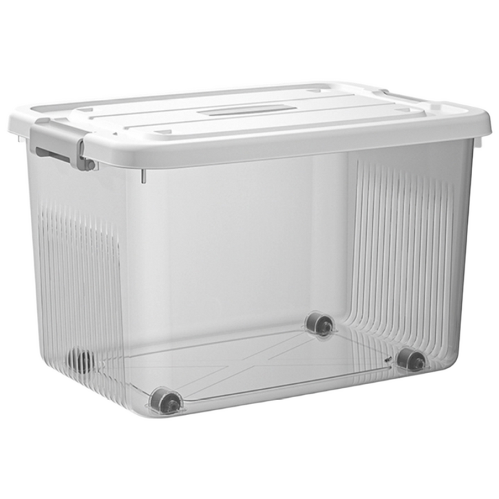 제이투 다용도 바퀴 수납 정리함 리빙박스, 3개, 투명