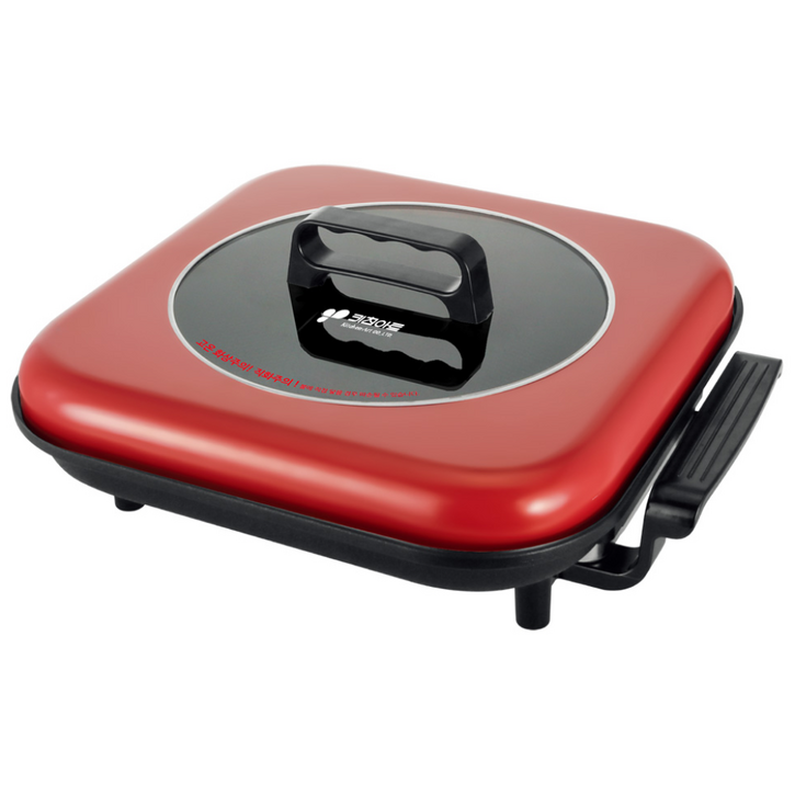 키친아트 사각 전기팬 전기후라이팬 잔치팬 명절 구이 45cm 내열강화유리뚜껑, 사각전기팬