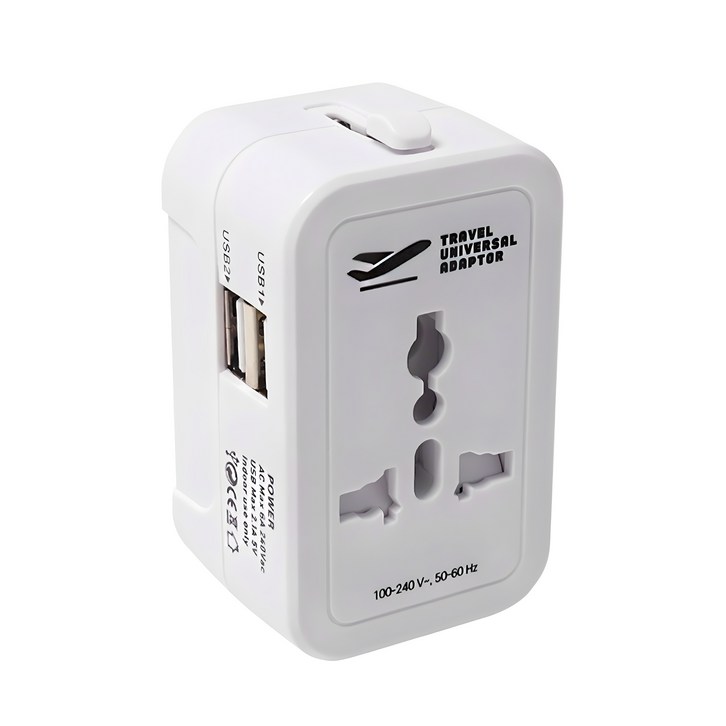홈플래닛 해외 여행용 멀티 어댑터 USB 2포트  파우치 세트