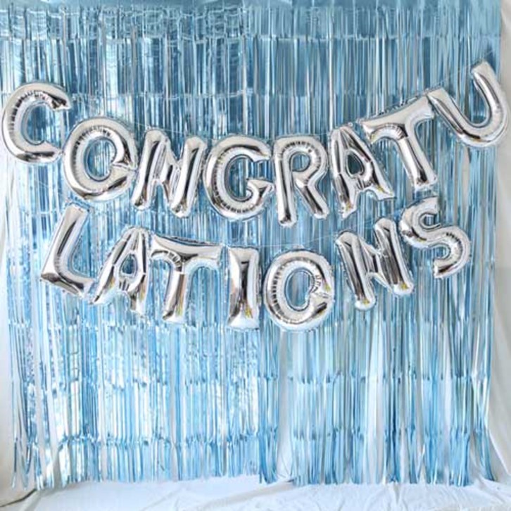 CONGRATULATIONS 은박풍선 커튼 세트