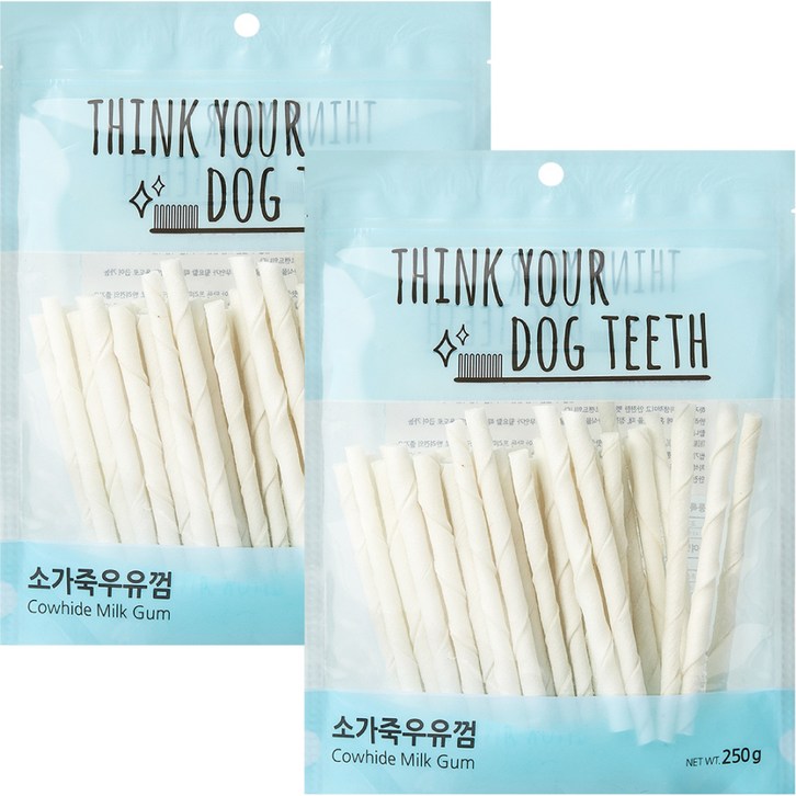 강아지 Think your dog teeth 스틱 소가죽우유껌 250g 44p