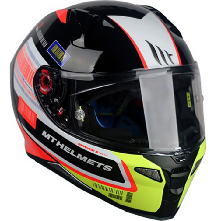 MT REVENGE 2 오토바이 풀페이스 헬멧 핀락 필름 포함, 유광블랙