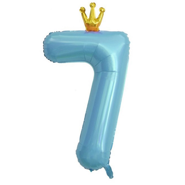 이자벨홈 생일파티 왕관 숫자 풍선 7 초대형, 블루, 1개