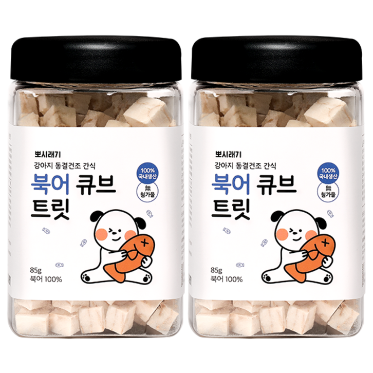 강아지황태 뽀시래기 강아지 동결건조 간식 큐브 트릿, 북어맛, 2개