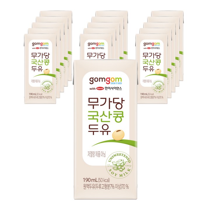 곰곰 무가당 국산콩 두유, 16개, 190ml