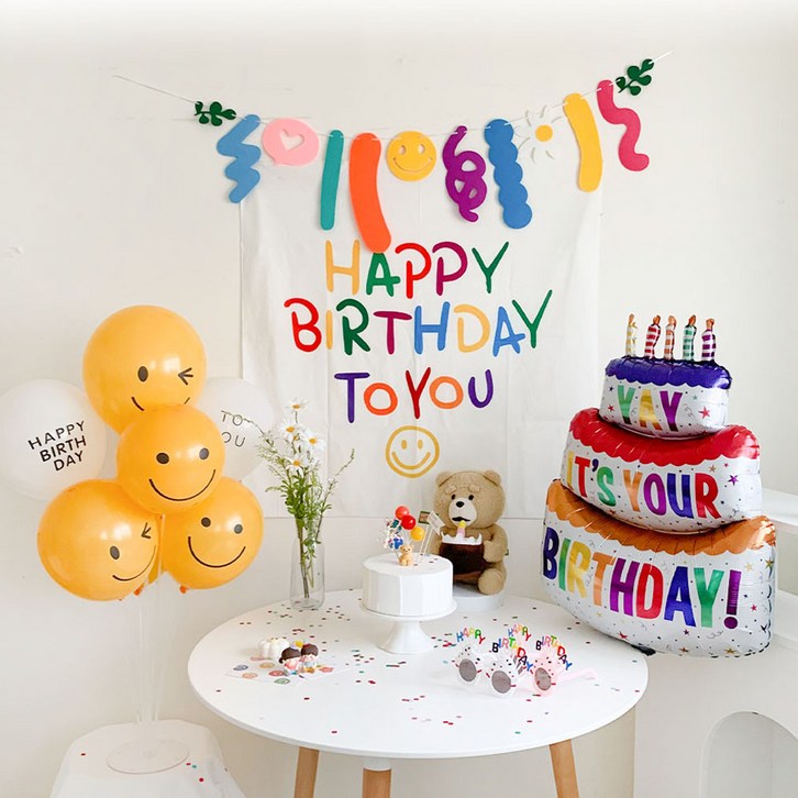 생일 파티 풍선 용품 세트 두돌생일상 1세트