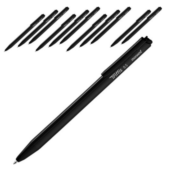 모나미 트리피스 볼펜 0.5mm, 블랙, 12개